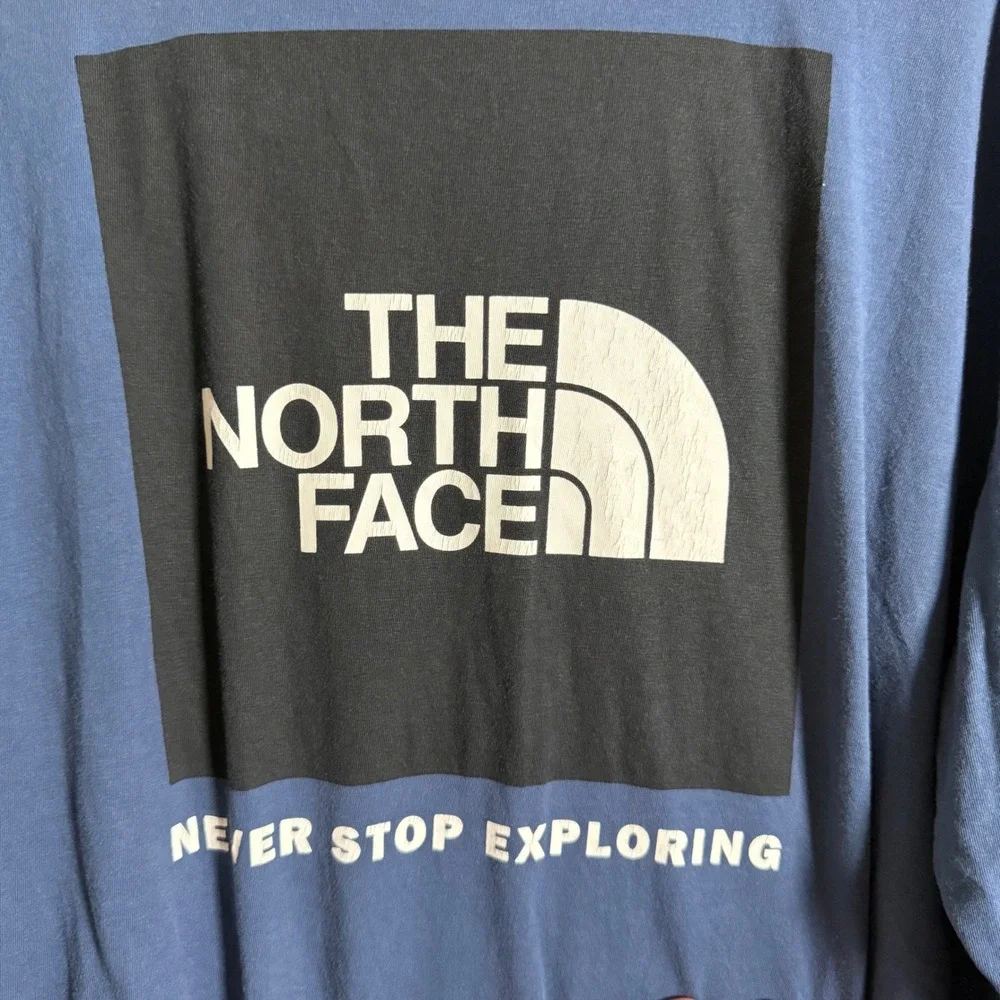 The North Face Mens XL Long Sleeve Graphic T-Shirt Never Stop Exploring Logo
